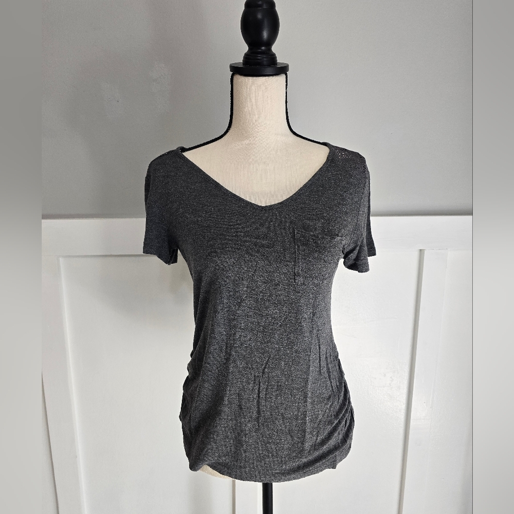Glitz Junior's Charcoal V-Neck Pocket Tee Sz XL